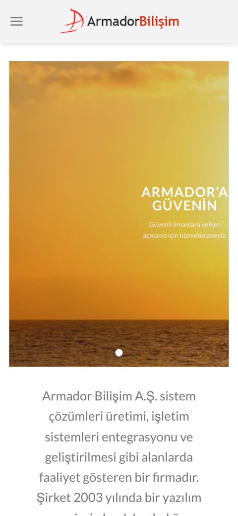 Armador Bilişim mobil görünüm