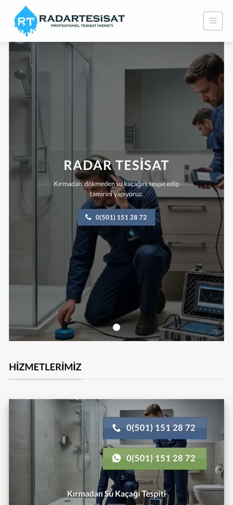 Radar Tesisat mobil görünüm