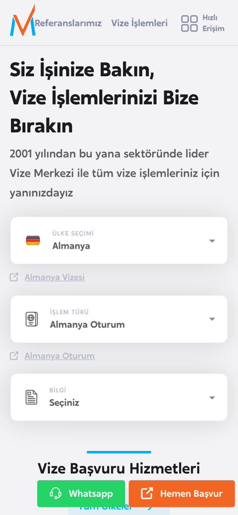 Vize Merkezi mobil görünüm